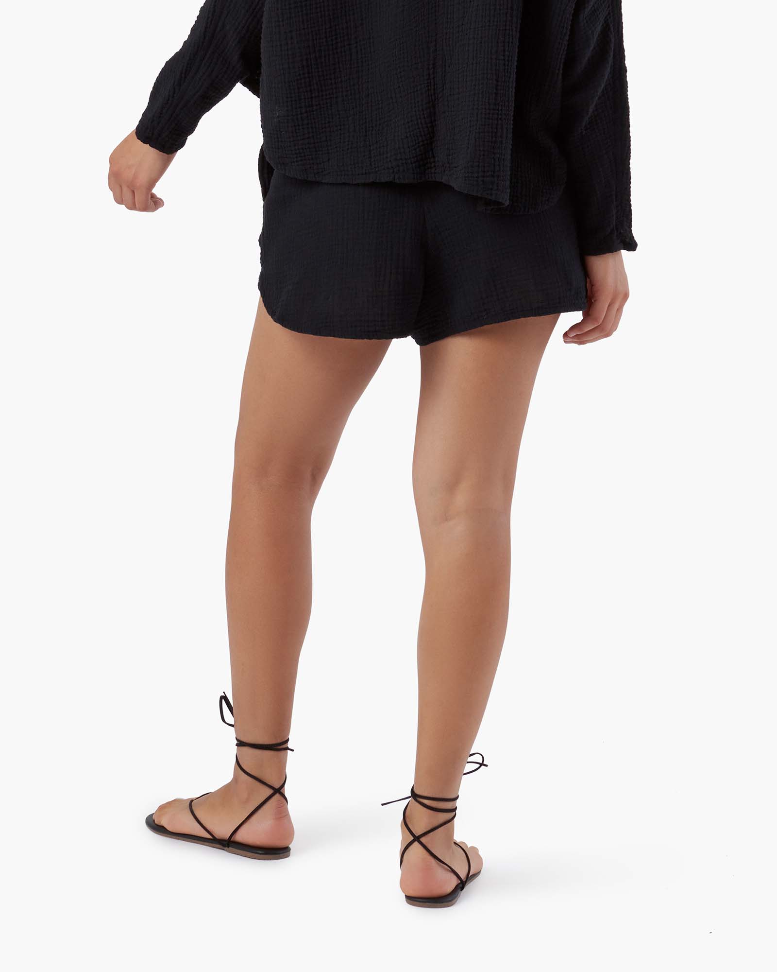 Black Women's TKEES Gauze Shorts | 0712539-AH