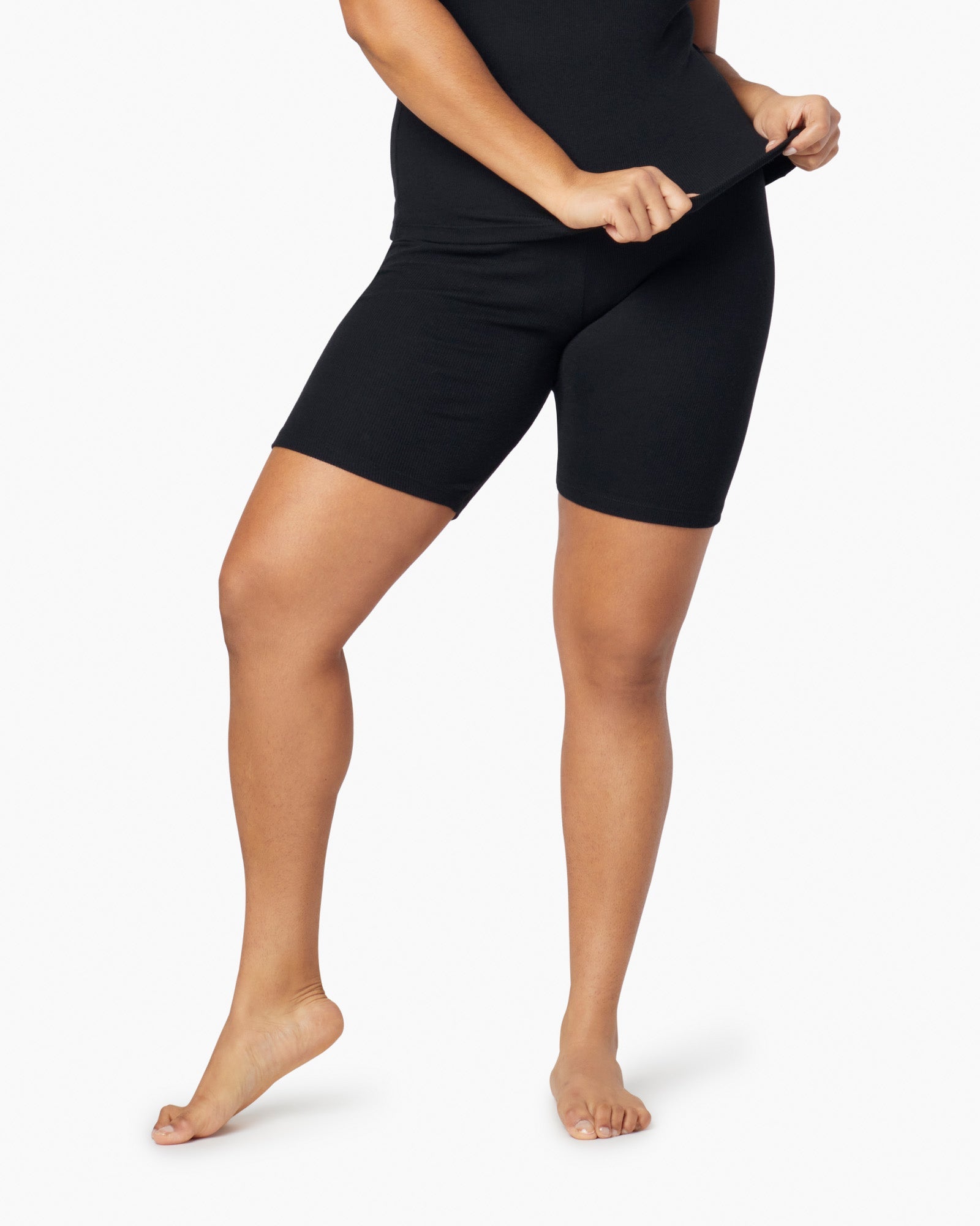 Black Women's TKEES Super Rib Biker Shorts | 7061389-CK