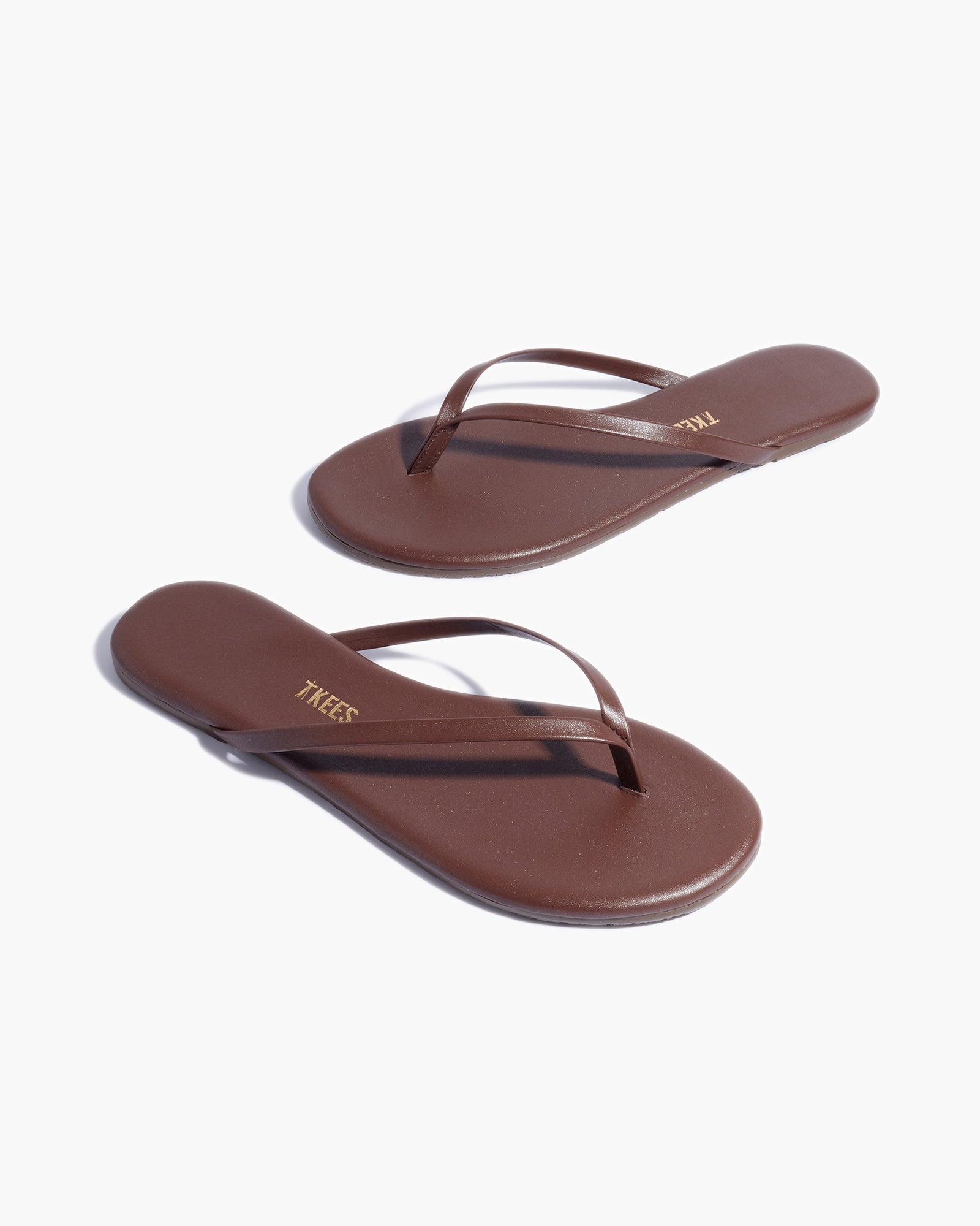 Brown Women's TKEES Lily Shimmers Flip Flops | 0314897-JA