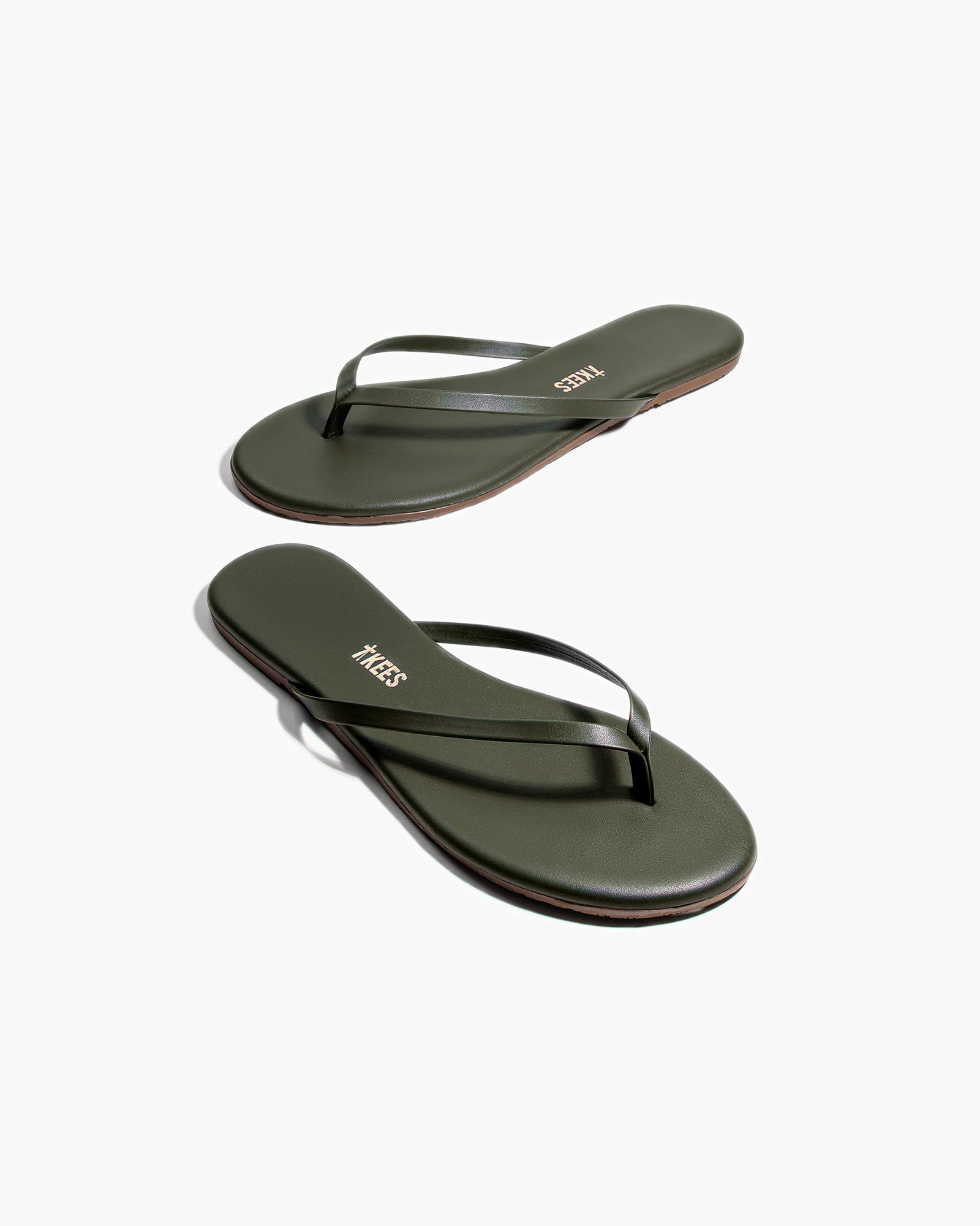 Green Women's TKEES Lily Liners Flip Flops | 4130792-VX