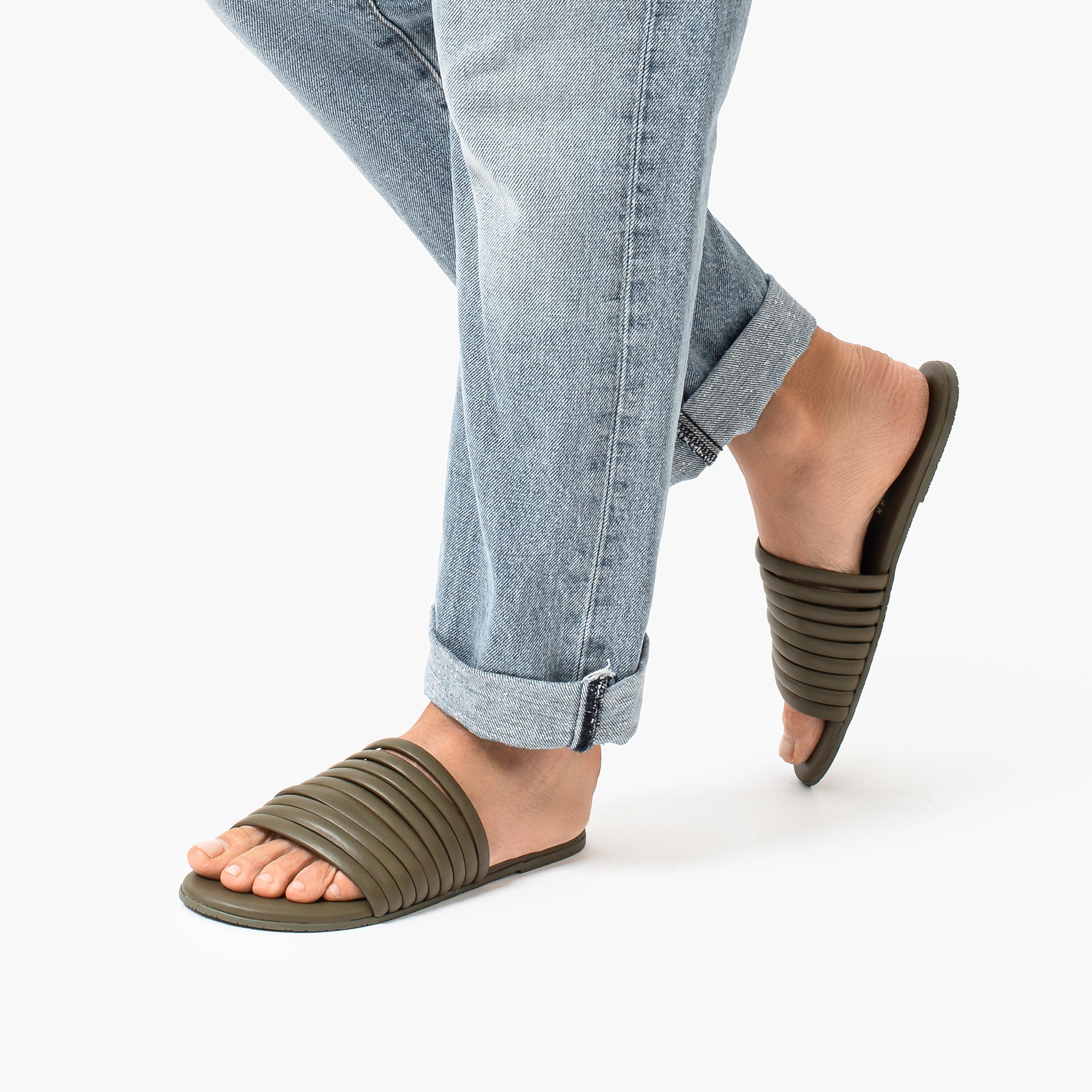 Olive Women's TKEES Caro Slides | 7403685-OR