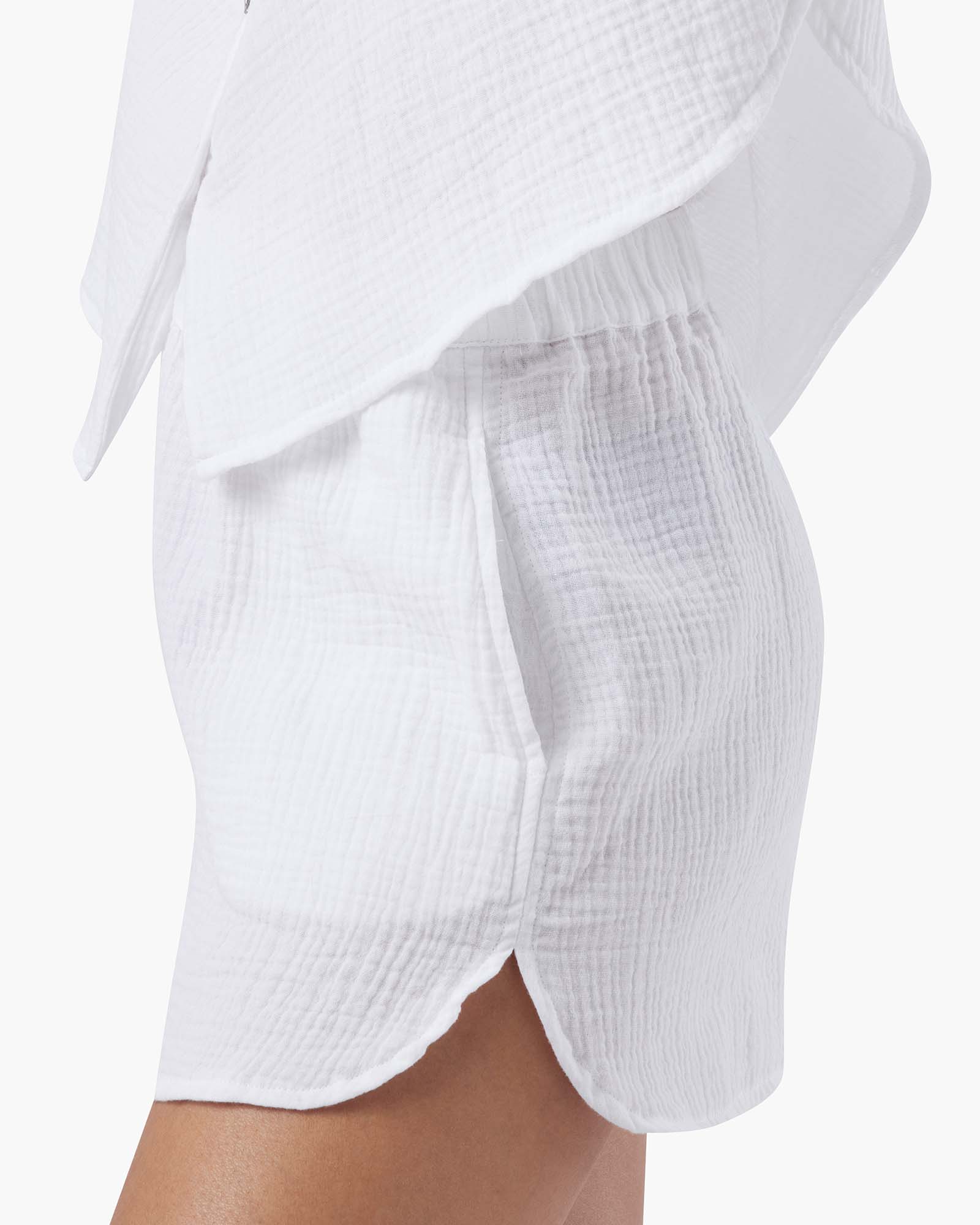 White Women's TKEES Gauze Shorts | 7946312-FK