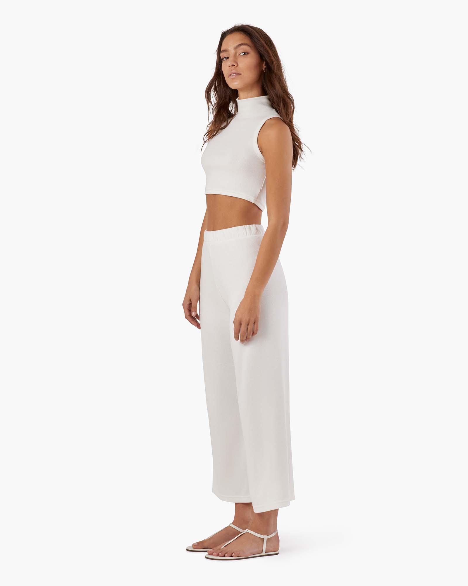 White Women's TKEES Light Rib Culotte Pants | 5124789-UO