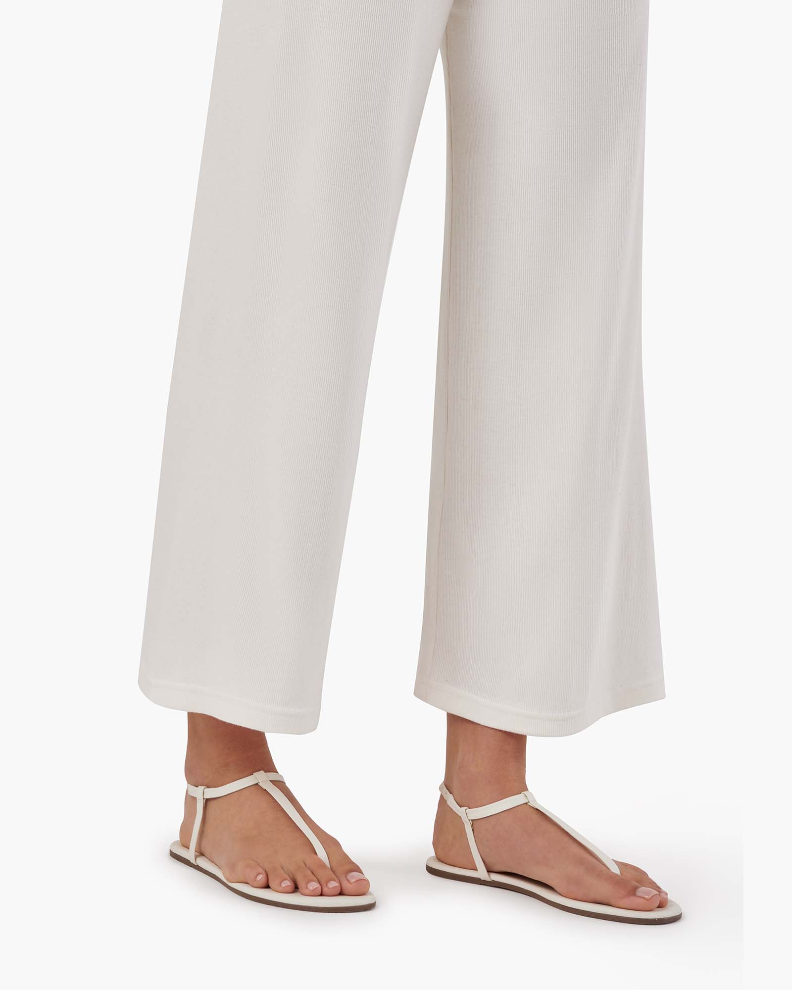 White Women's TKEES Light Rib Culotte Pants | 5124789-UO