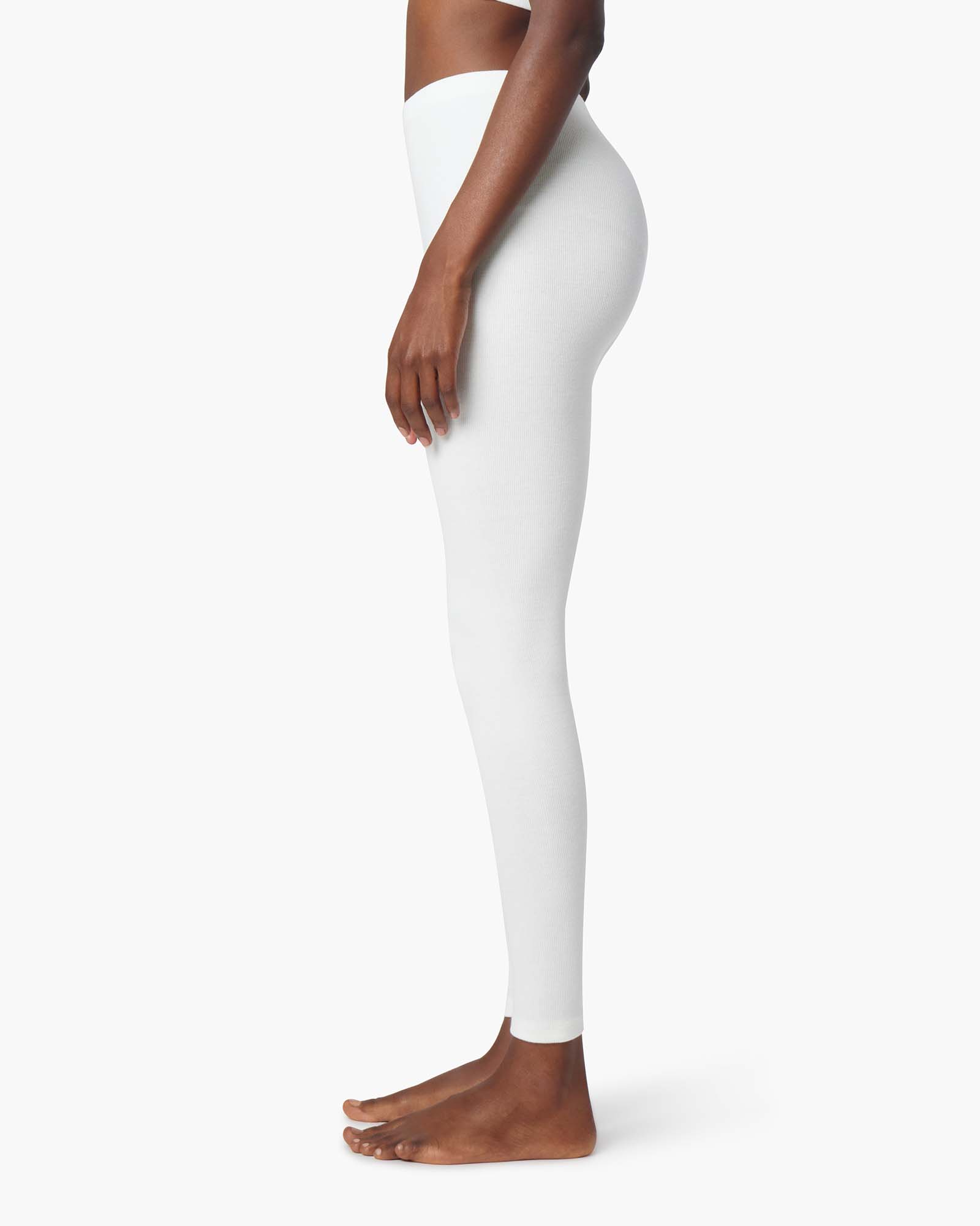 White Women's TKEES Super Rib Leggings | 3768150-QN