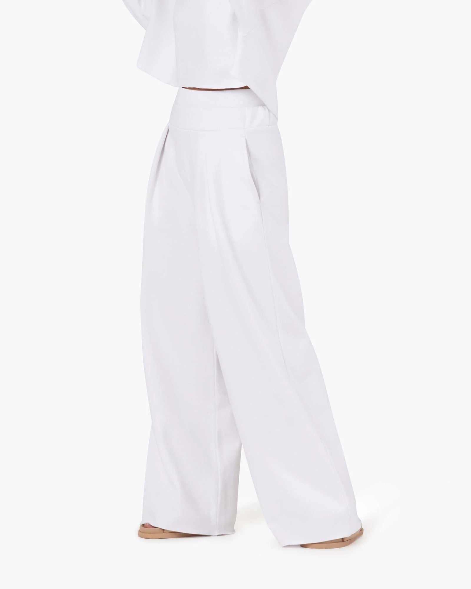 White Women's TKEES Warm Core Wide Leg Pants | 5912430-FS